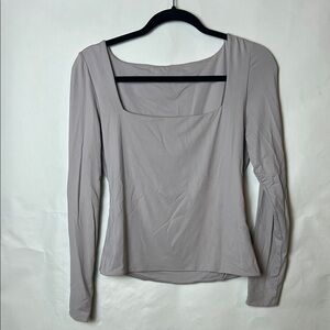 Tan Fitted Long Sleeve Blouse